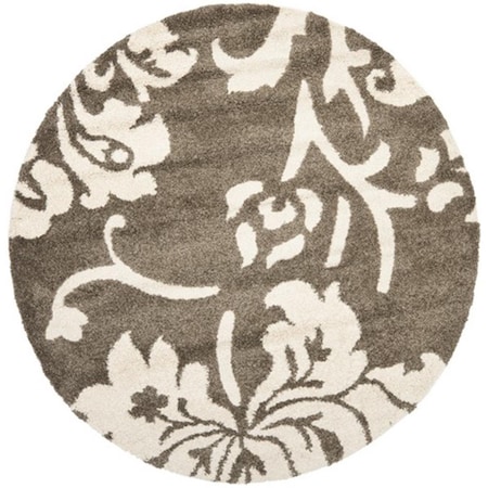 Safavieh Florida Shag Power Loomed Round Rug- Smoke - Beige- 4 x 4 ft. SG458-7913-4R